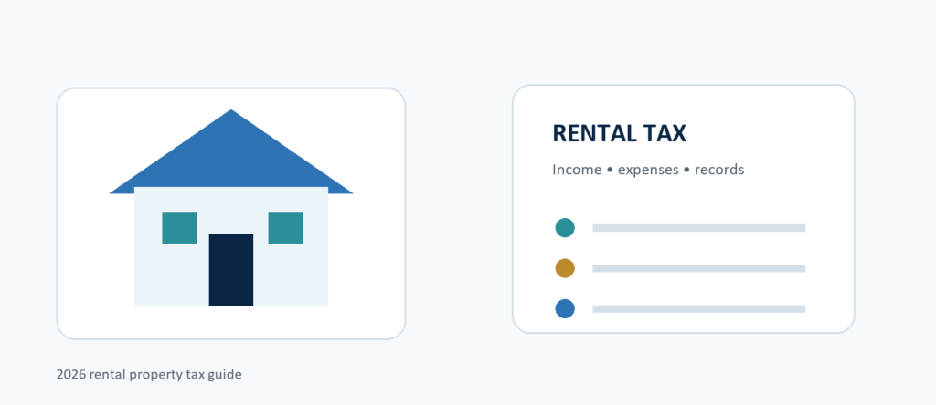 Rental Property Tax 2026 and tax-records illustration.